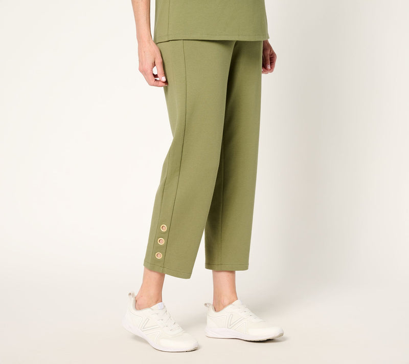 Sport Savvy Regular French Terry Crop Pants with Grommet Detail — View 13