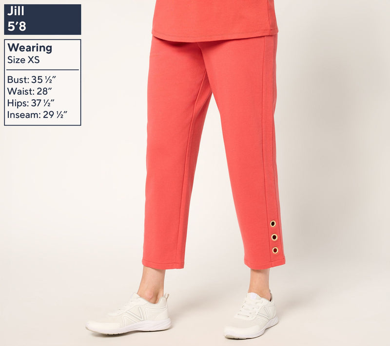 Sport Savvy Petite French Terry Crop Pants with Grommet Detail — View 3