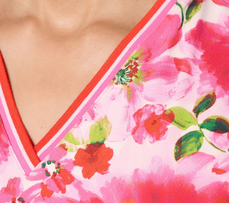 Isaac Mizrahi Live! Printed V-Neck Short Sleeve Top — View 6