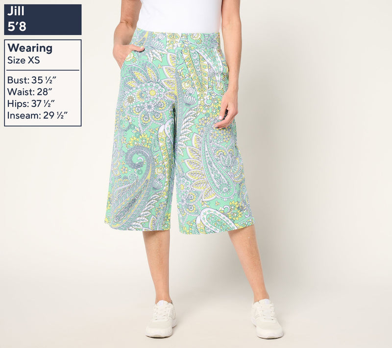Sport Savvy French Terry Full Leg Printed Gaucho — View 3