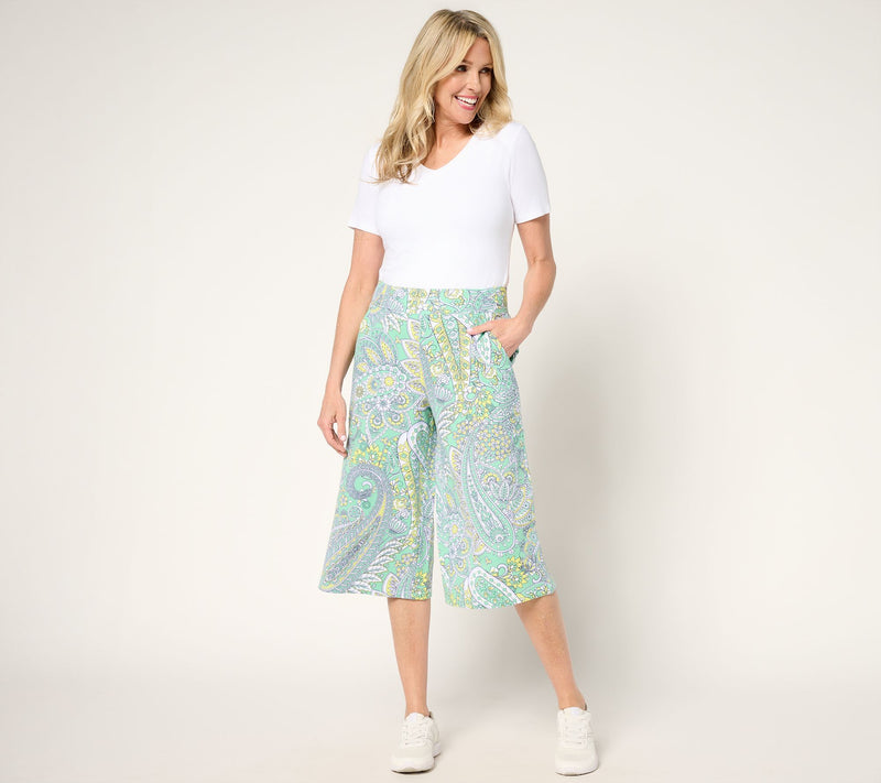 Sport Savvy French Terry Full Leg Printed Gaucho — View 5