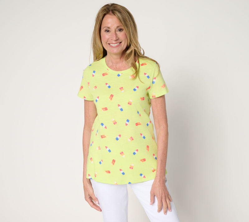 Belle by Kim Gravel Slub Knit Summer Scoop Neck Top — View 15