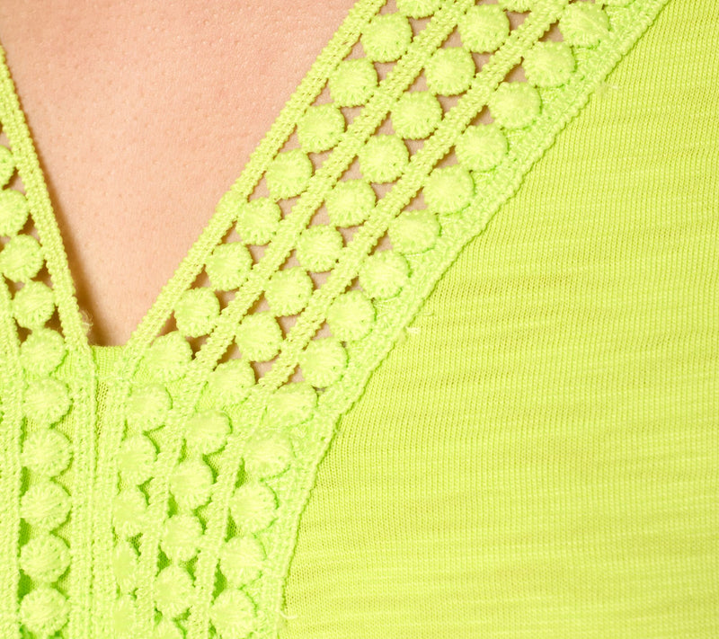Belle by Kim Gravel Slub Knit Dot Trim Top — View 6