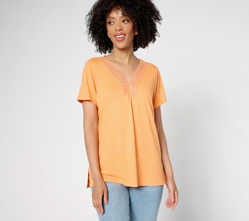 Belle by Kim Gravel Slub Knit Dot Trim Top — View 16