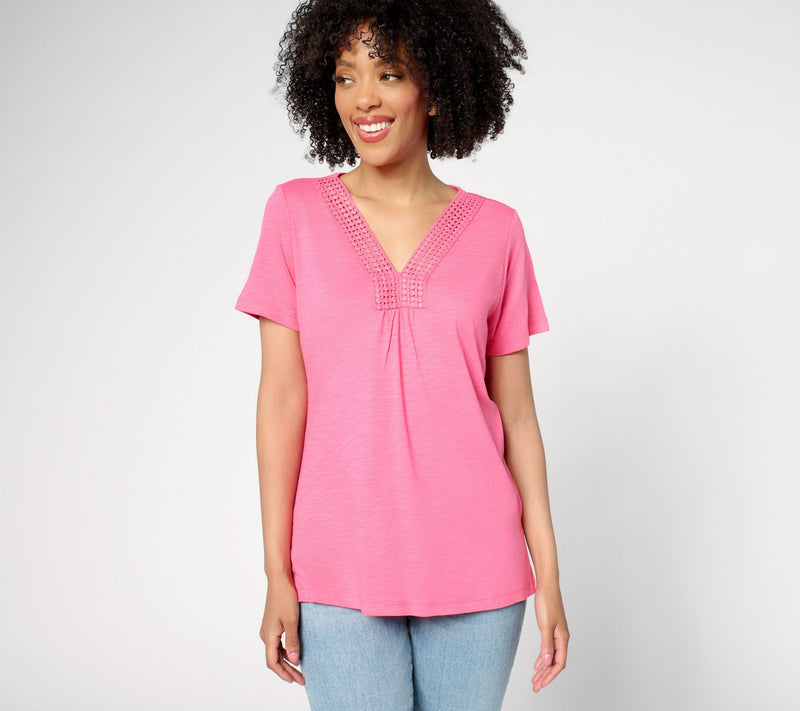 Belle by Kim Gravel Slub Knit Dot Trim Top — View 17
