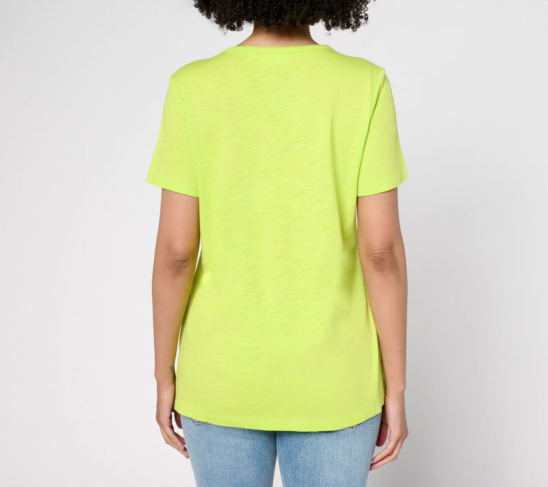 Belle by Kim Gravel Slub Knit Dot Trim Top — View 4