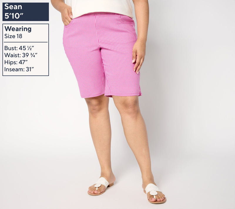 Belle by Kim Gravel Stretch Gingham Bermuda Short — View 2