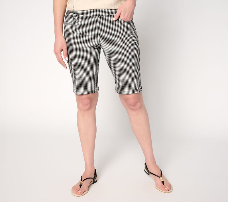 Belle by Kim Gravel Stretch Gingham Bermuda Short — View 12