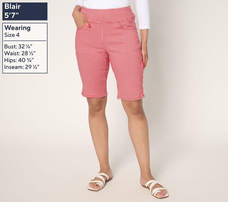 Belle by Kim Gravel Stretch Gingham Bermuda Short — View 3