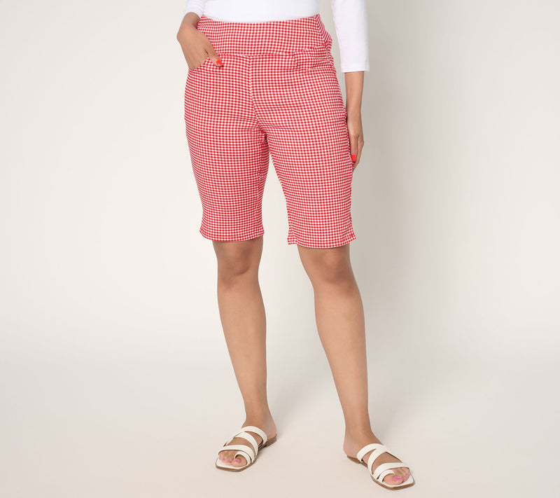 Belle by Kim Gravel Stretch Gingham Bermuda Short — Main view
