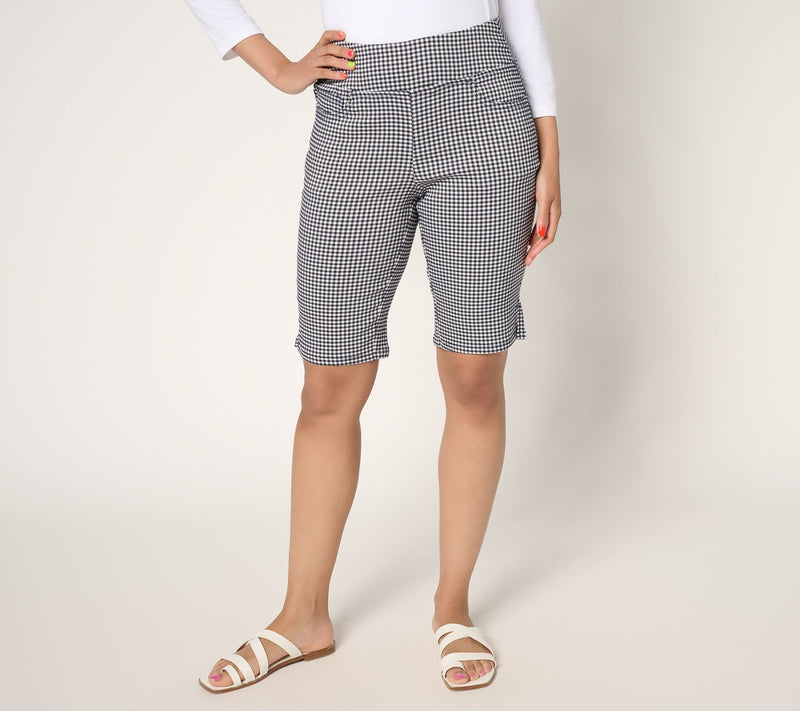 Belle by Kim Gravel Stretch Gingham Bermuda Short — View 14