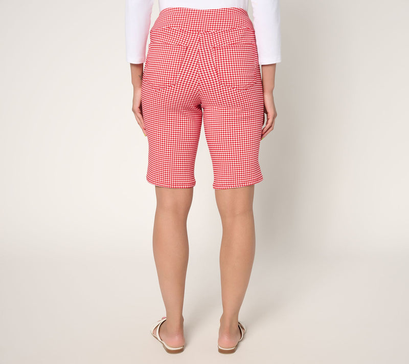Belle by Kim Gravel Stretch Gingham Bermuda Short — View 4