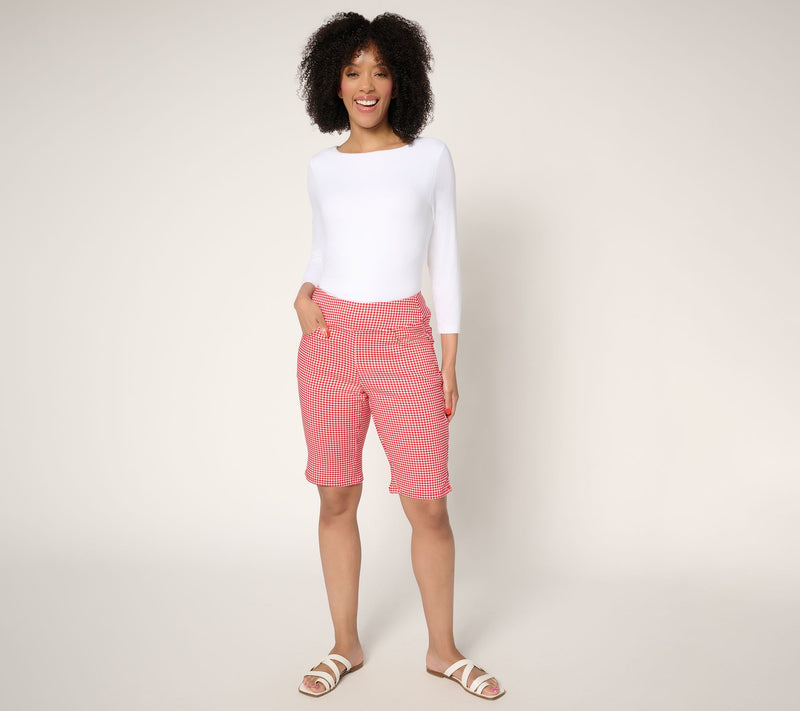 Belle by Kim Gravel Stretch Gingham Bermuda Short — View 5