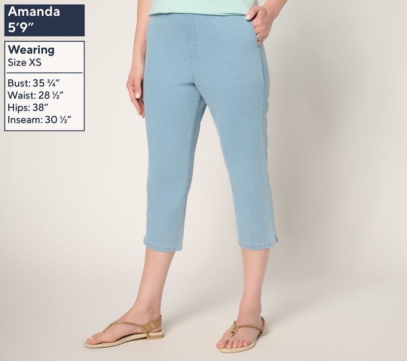 Denim & Co. Regular Flat Front Side Pocket Capri Pant — View 3