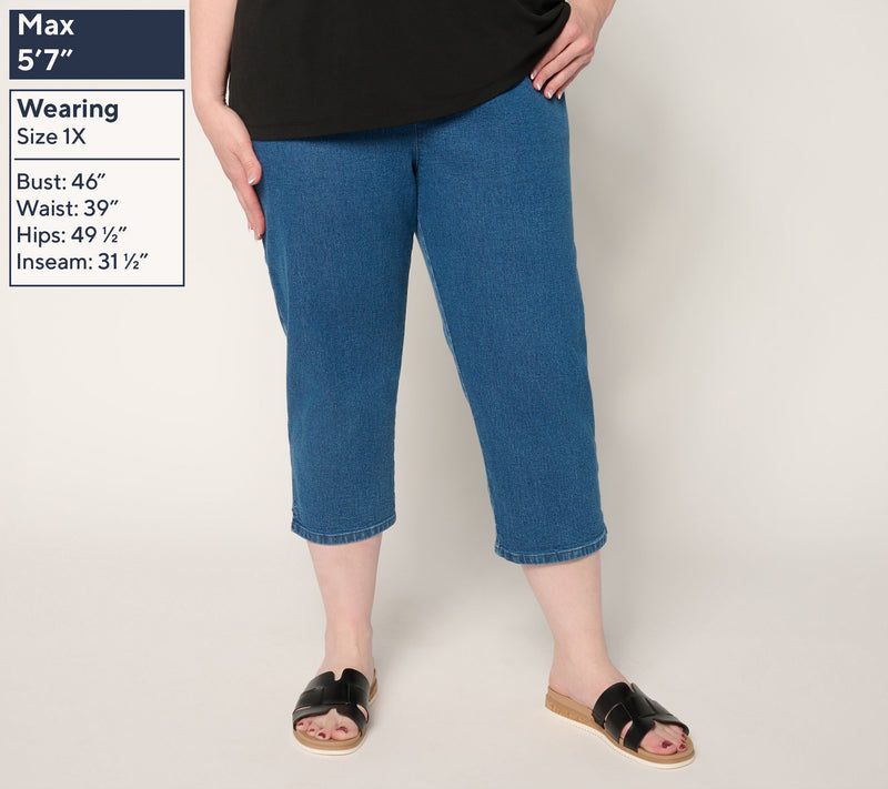 Denim & Co. Petite Flat Front Side Pocket Capri Pant — View 2