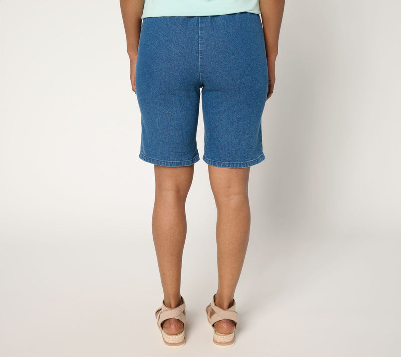 Denim & Co. Regular Indigo Flat Front Side Pocket Short — View 4
