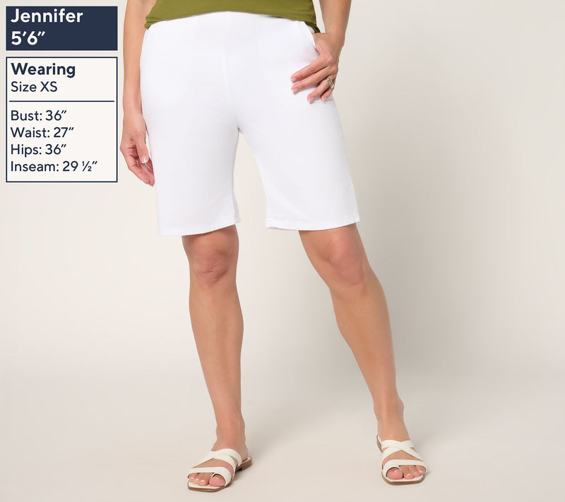 Denim & Co. Regular Color Flat Front Side Pocket Short — View 2