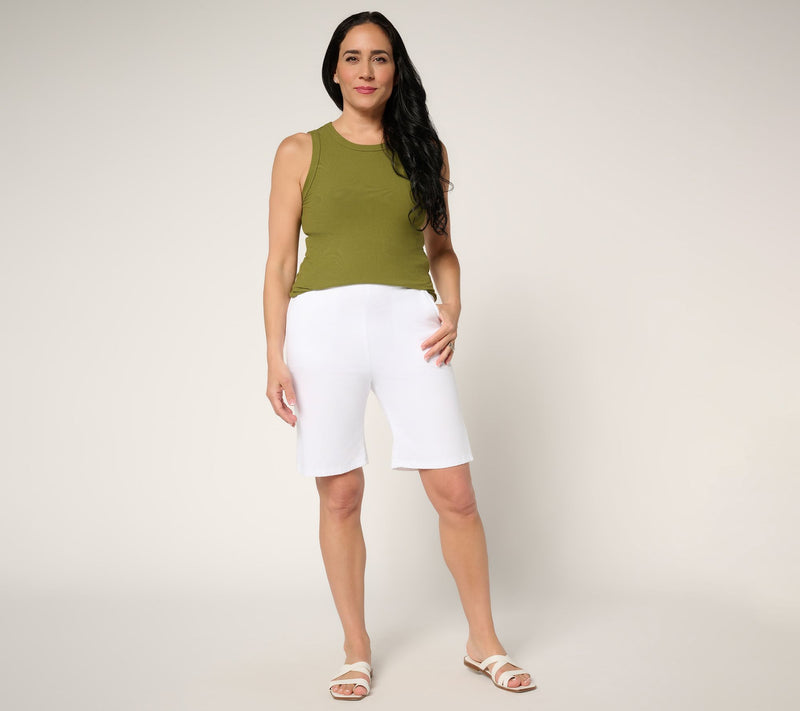 Denim & Co. Regular Color Flat Front Side Pocket Short — View 4