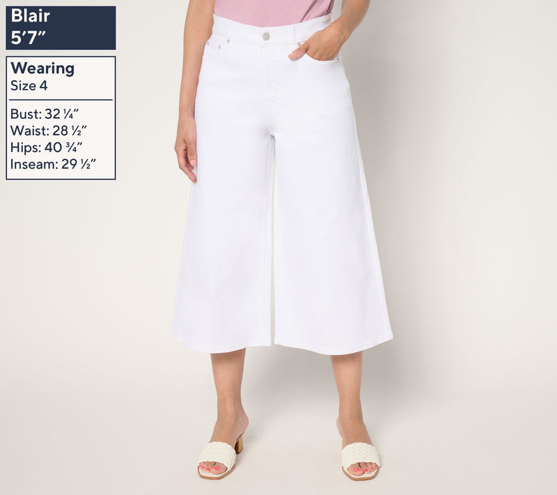 Me by Jennie Garth Regular White Monty Wide Leg Cropped Jean — View 2