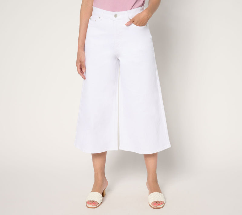 Me by Jennie Garth Regular White Monty Wide Leg Cropped Jean — View 9