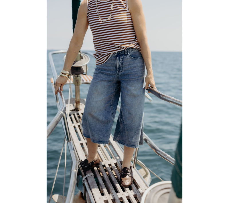 Me by Jennie Garth Petite Indigo Monty Wide leg Cropped Jean — View 5
