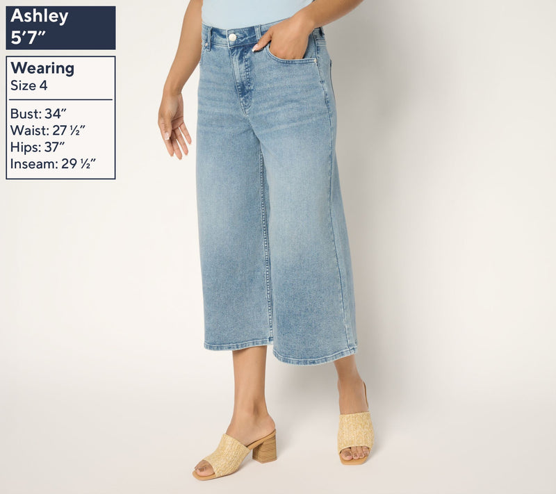 Me by Jennie Garth Petite Indigo Monty Wide leg Cropped Jean — View 3