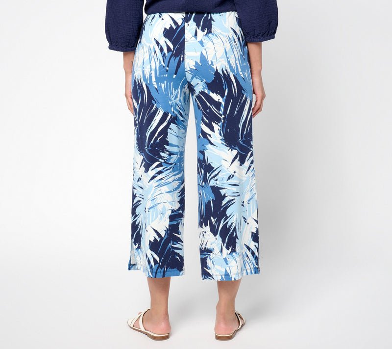 Denim & Co. Beach Jersey Regular Printed or Solid Wide Leg Crop Pants — View 13