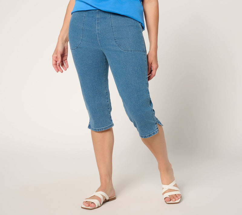 Denim & Co. Tall Indigo Flat Front Side Pocket Skimmer — Main view