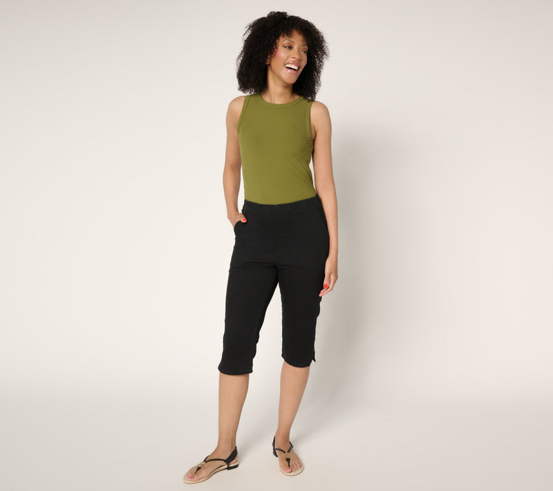 Denim & Co. Regular Black Flat Front Side Pocket Skimmer — View 6