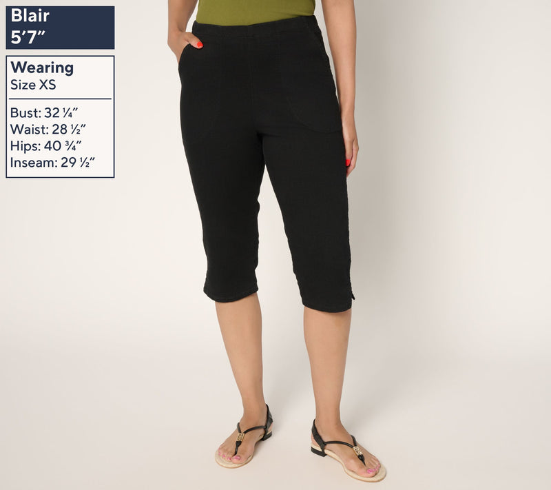 Denim & Co. Tall Black Flat Front Side Pocket Skimmer — View 4