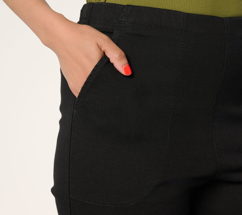 Denim & Co. Tall Black Flat Front Side Pocket Skimmer — View 7