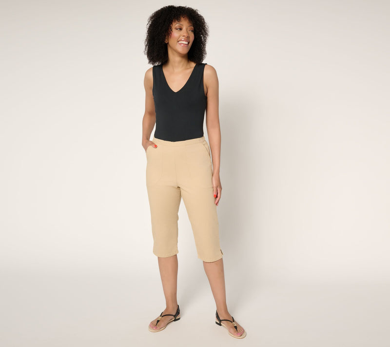Denim & Co. Regular Color Flat Front Side Pocket Skimmer — View 9