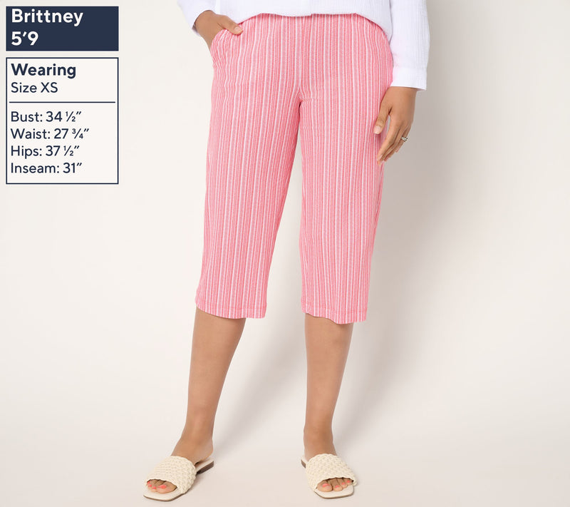 Belle Beach by Kim Gravel Regular Cabana Knit Striped Capri Pant — View 3
