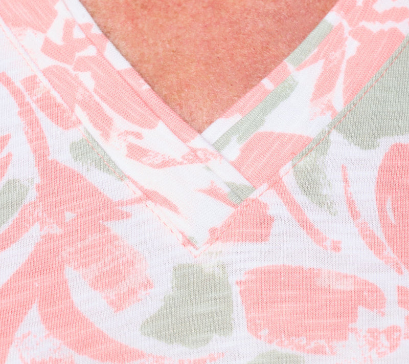 Belle by Kim Gravel TripleLuxe Linen French Floral V-Neck — View 5
