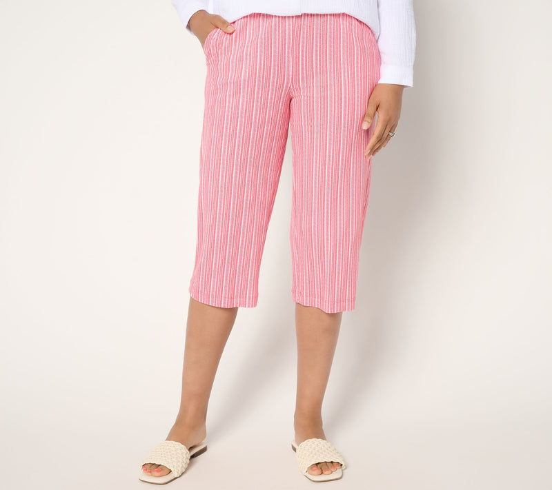 Belle Beach by Kim Gravel Petite Cabana Knit Striped Capri Pant — Main view
