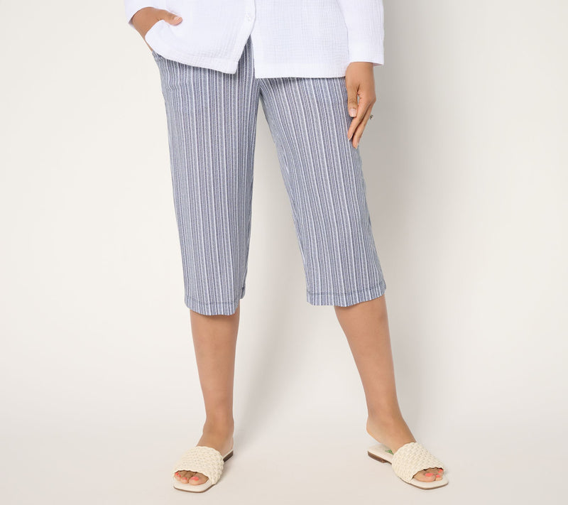 Belle Beach by Kim Gravel Petite Cabana Knit Striped Capri Pant — View 9