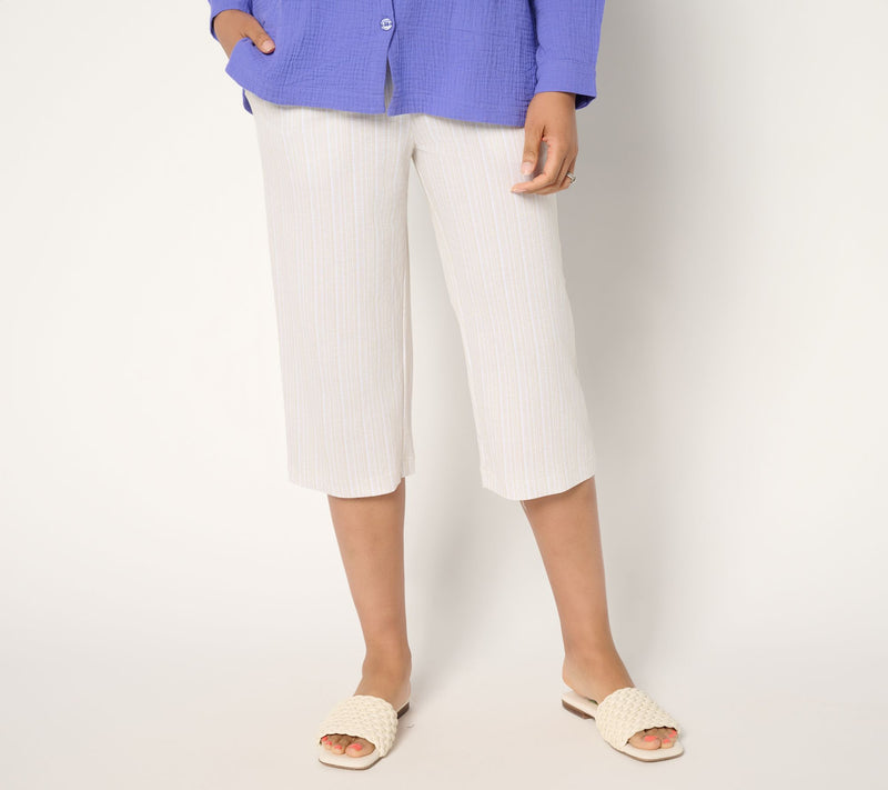 Belle Beach by Kim Gravel Petite Cabana Knit Striped Capri Pant — View 7