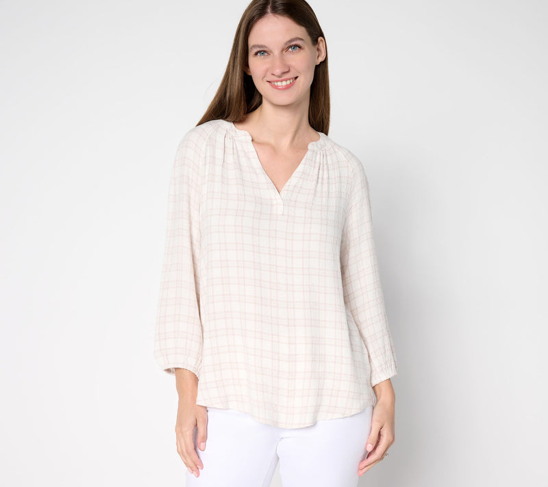 Belle by Kim Gravel Mini Plaid Weekend Peasant Shirt — View 12