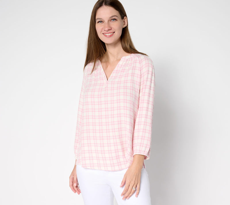 Belle by Kim Gravel Mini Plaid Weekend Peasant Shirt — Main view