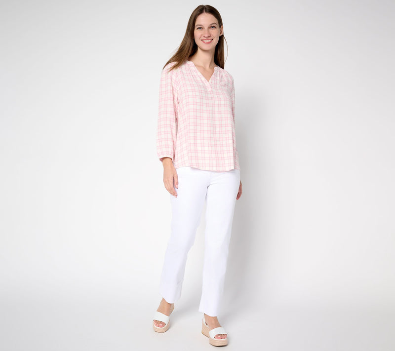 Belle by Kim Gravel Mini Plaid Weekend Peasant Shirt — View 5