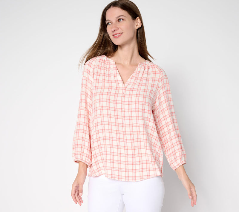 Belle by Kim Gravel Mini Plaid Weekend Peasant Shirt — View 15