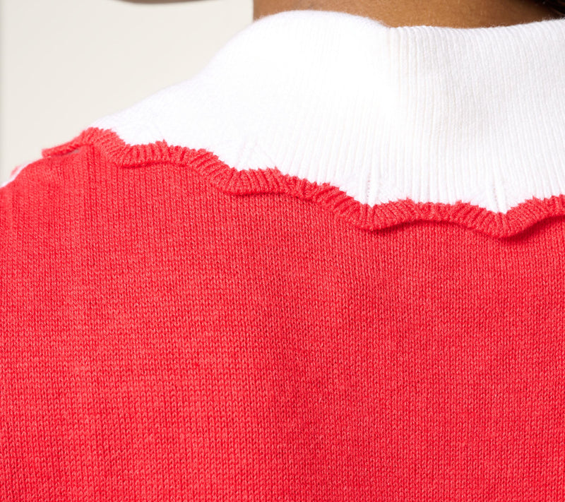 Belle by Kim Gravel Striped Front Solid Back Sweater Polo — View 6