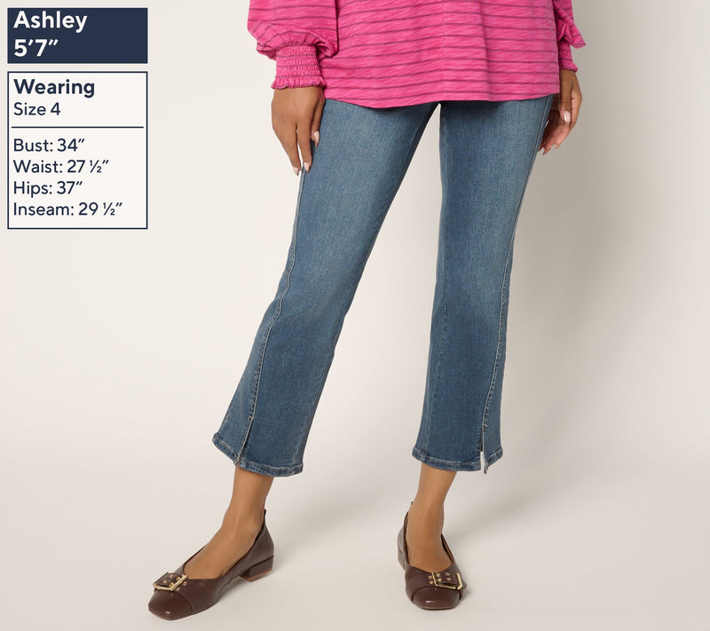 Belle by Kim Gravel Regular TripleLuxe Denim Seamed Flare Crop — View 7