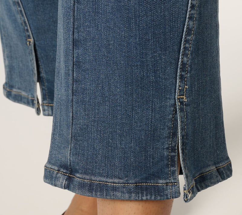 Belle by Kim Gravel Regular TripleLuxe Denim Seamed Flare Crop — View 10