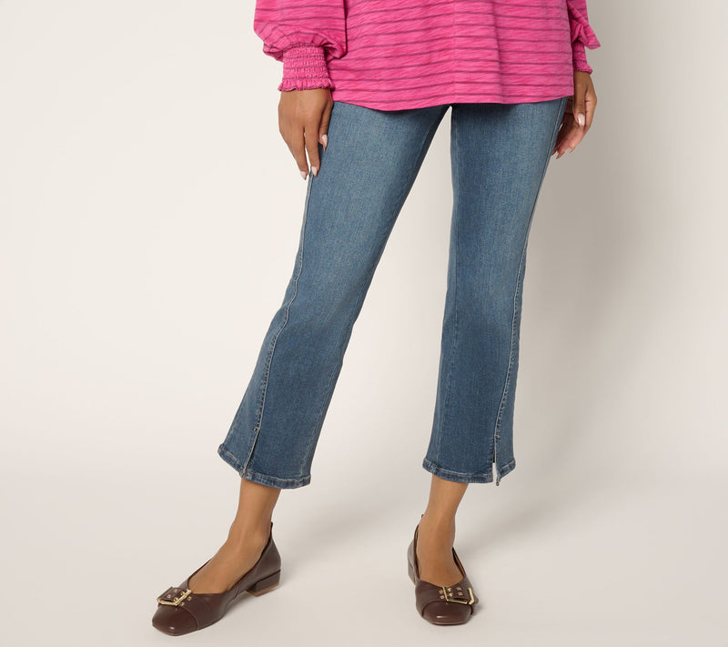 Belle by Kim Gravel Regular TripleLuxe Denim Seamed Flare Crop — Main view