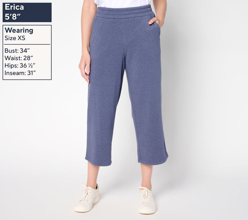 Belle Body by Kim Gravel Regular Sponge Fleece Wide Leg Crop Pant — View 9