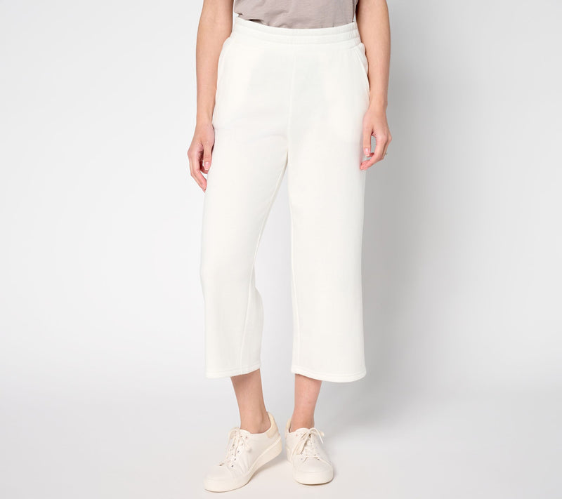 Belle Body by Kim Gravel Petite Sponge Fleece Wide Leg Crop Pant — View 3