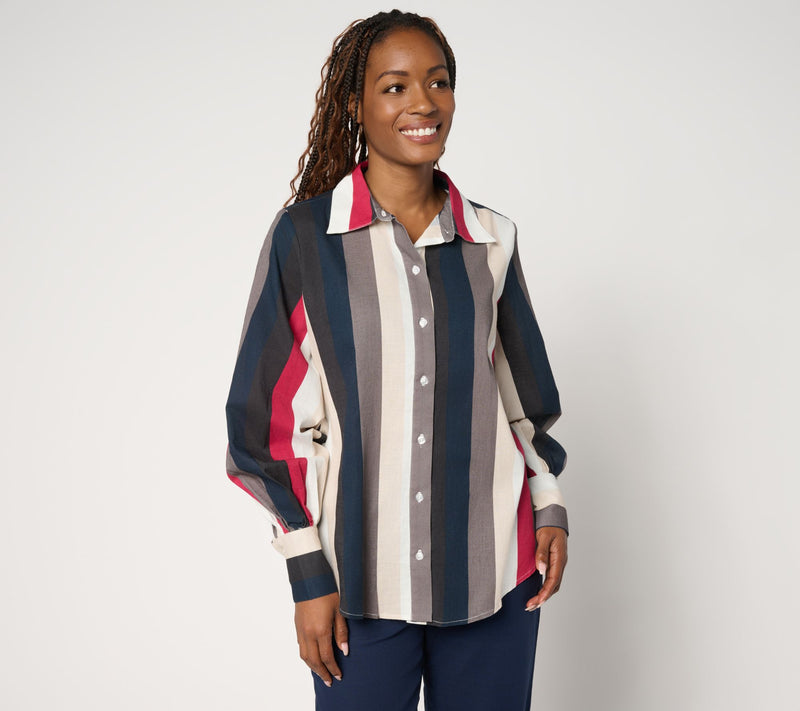 by Stacy London Regular Stretch Cotton Blouson Sleeve Shirt — View 3