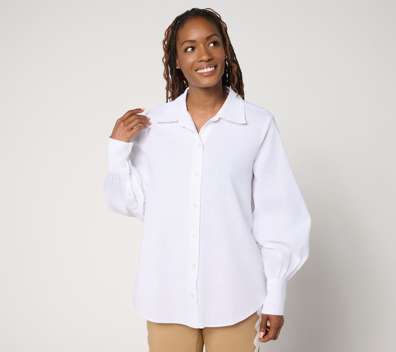 by Stacy London Petite Stretch Cotton Blouson Sleeve Shirt — View 7