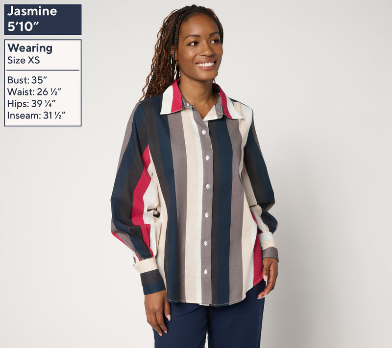 by Stacy London Petite Stretch Cotton Blouson Sleeve Shirt — View 9